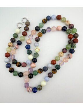 RARE Tiffany & Co. 36.5" Paloma Picasso Multi Gemstone 10mm Bead Necklace Silver